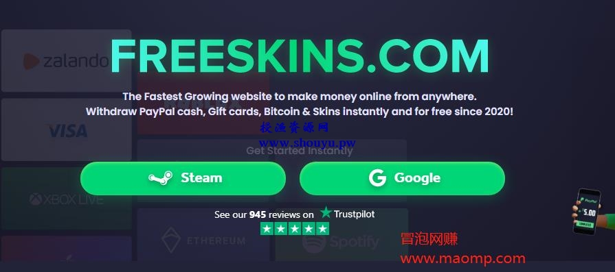 国外网赚:每月保底美元1000+,FREESKINS多渠道赚钱攻略