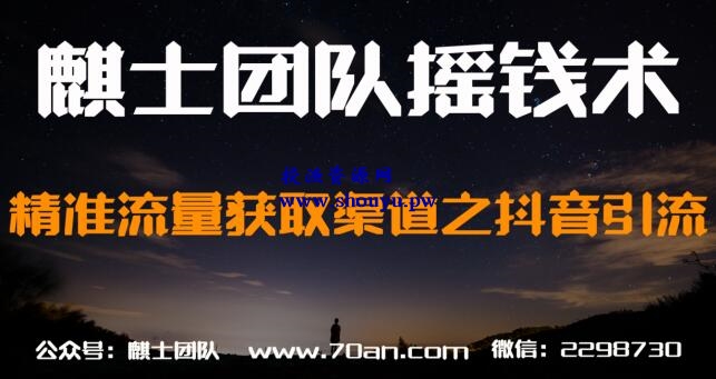 麒士团队摇钱术28：精准流量获取渠道之抖音引流【视频课程】