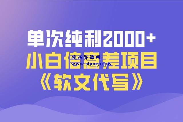 佐道超车暴富系列课12:单次纯利2000+,小白信息差项目-软文代写
