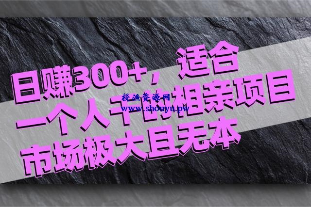 佐道超车暴富系列课13:日赚300+,适合一个人干的无本暴利相亲项目!