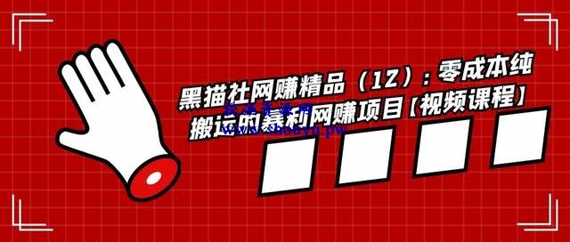 黑猫社网赚精品(12):零成本纯搬运的暴利网赚项目【视频课程】