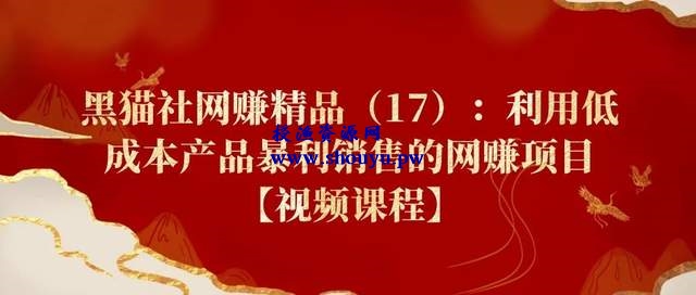 黑猫社网赚精品(17):利用低成本产品暴利销售的网赚项目【视频课程】
