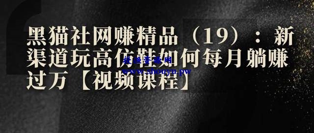 黑猫社网赚精品(19):新渠道玩高仿鞋如何每月躺赚过万【视频课程】